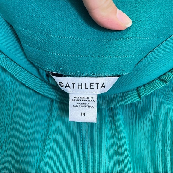 Athleta Teal Echo Wide Leg Cropped Pull On Sporty Pants Size 14 NWT - Picture 4 of 10